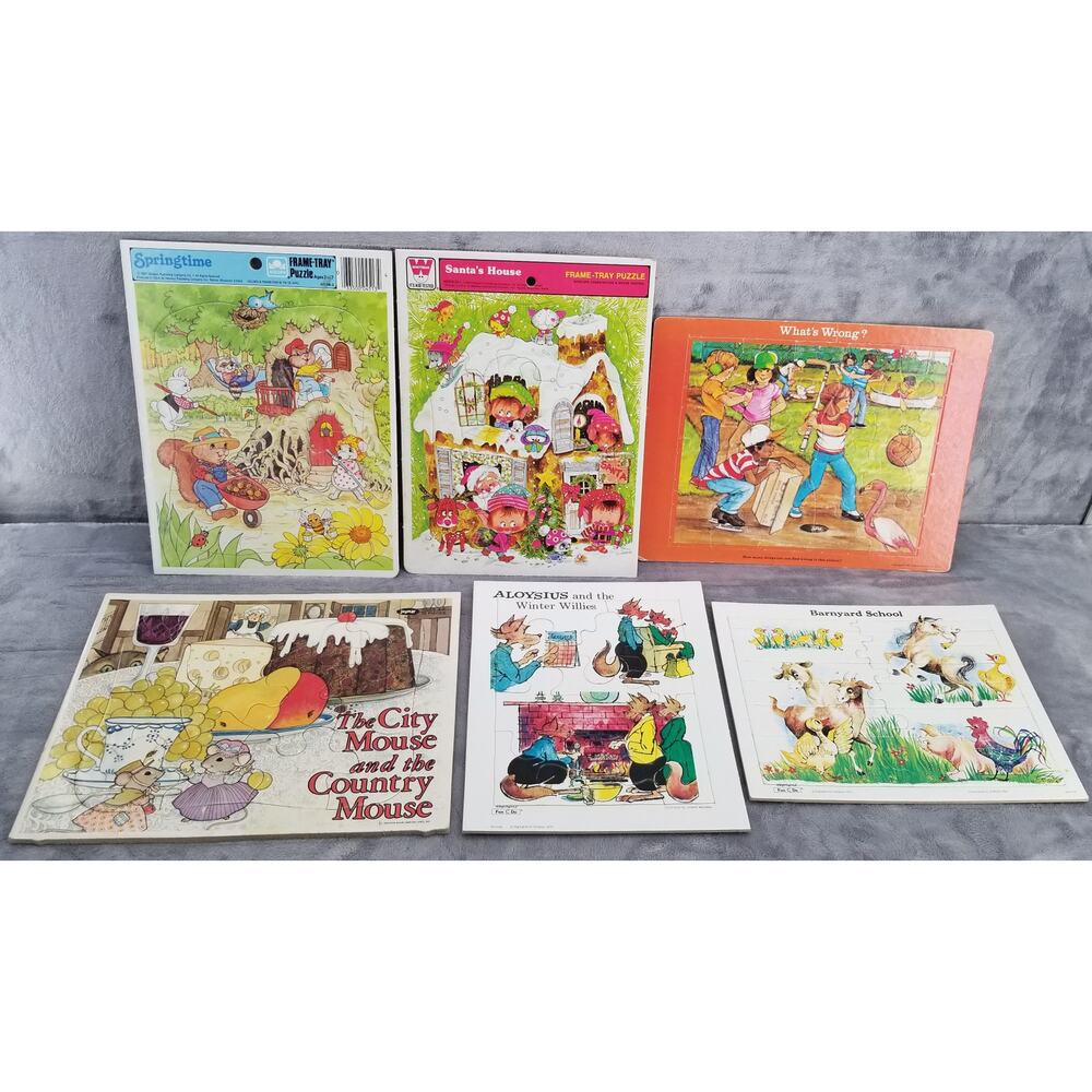 6 Vtg puzzles 3 Highlights a Whitman a Golden & a Jaymar